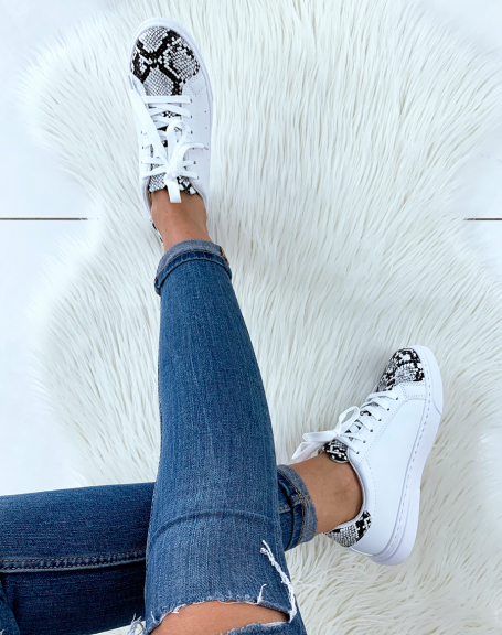 White snakeskin sneakers