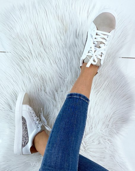 White sneaker with glittery inserts