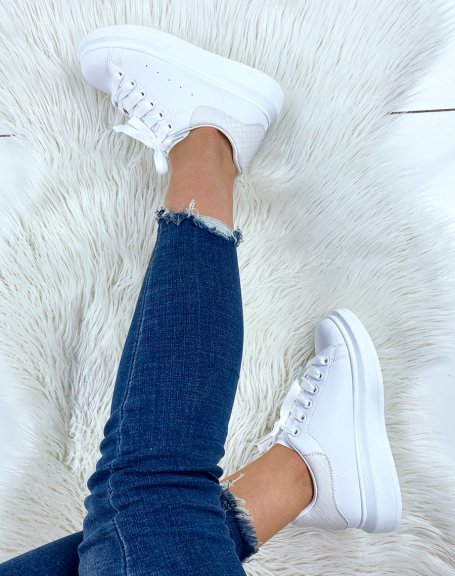 White sneakers with beige insert