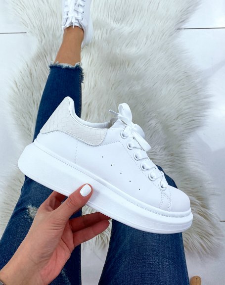 White sneakers with beige insert