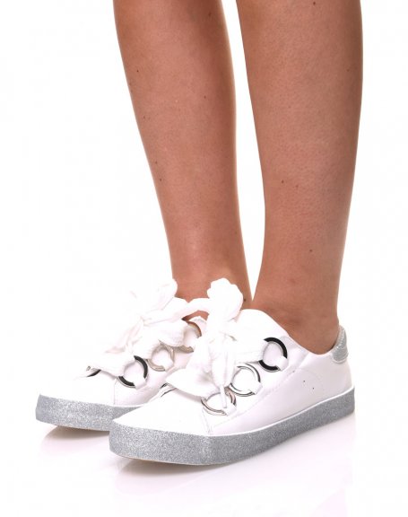 White sneakers with big laces
