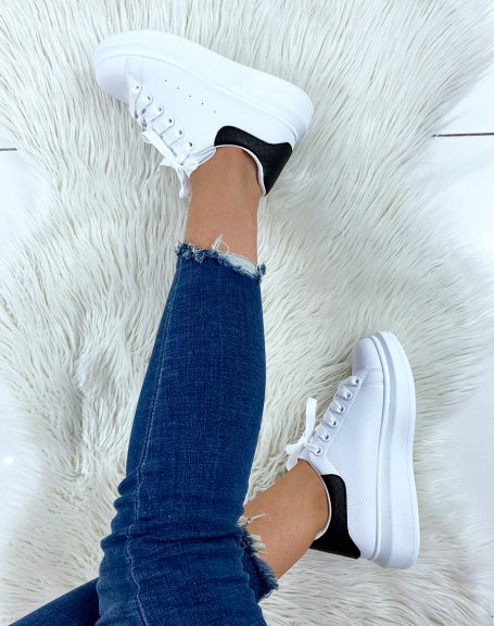 White sneakers with black insert