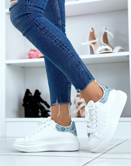 White sneakers with blue insert