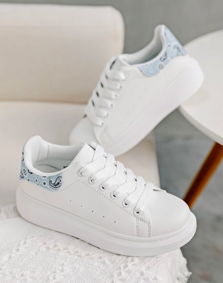 White sneakers with blue insert