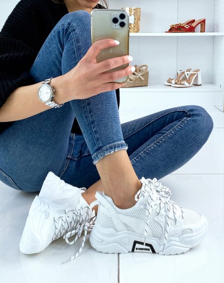 White sneakers with chunky sole and black details