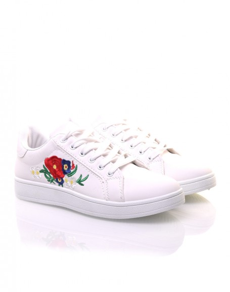 White sneakers with embroidery