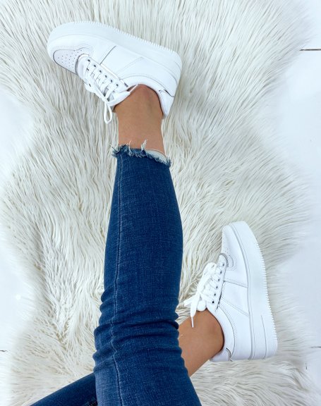 White sneakers with gray insert
