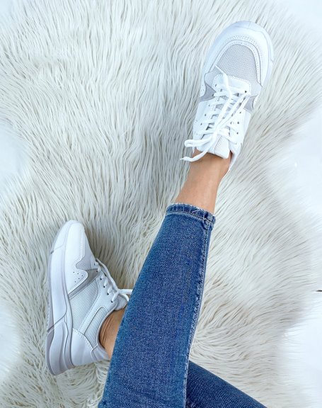 White sneakers with light gray detail