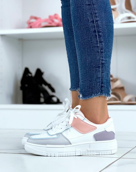 White sneakers with pastel detail