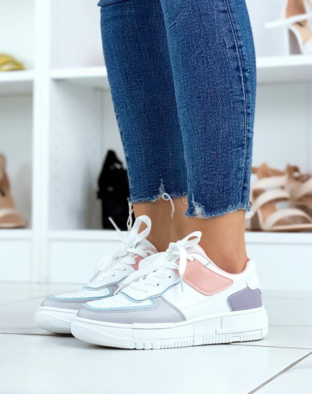 White sneakers with pastel detail