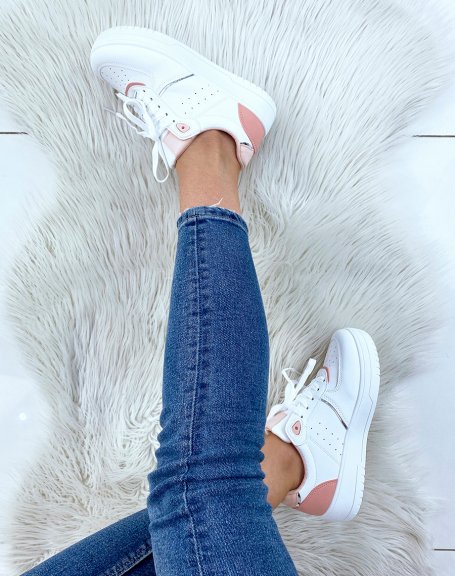 White sneakers with pink details
