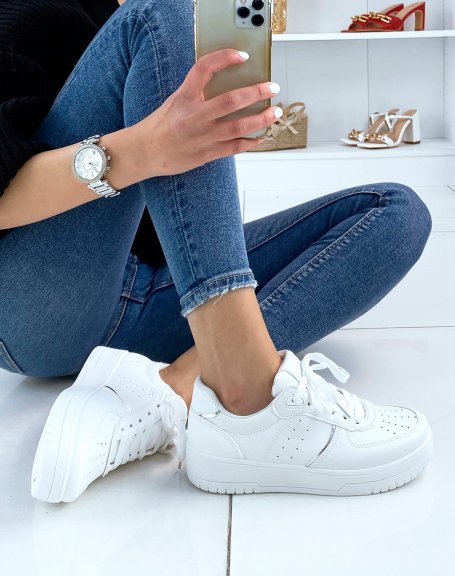 White sneakers with silver details