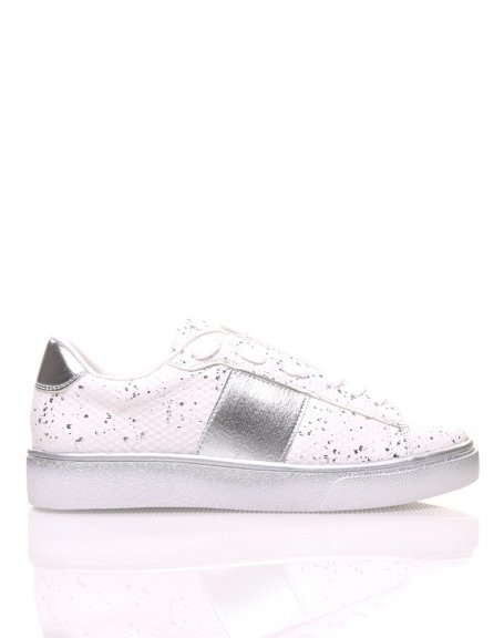 White sneakers with silver speckles