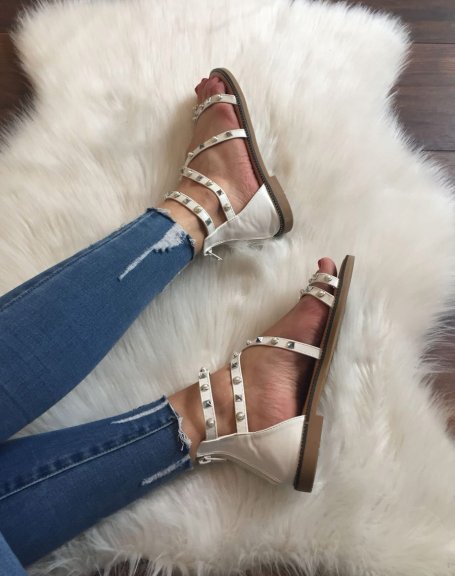 White studded and pearl sandals