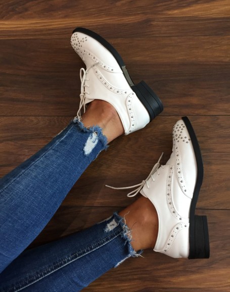 White studded derby shoes