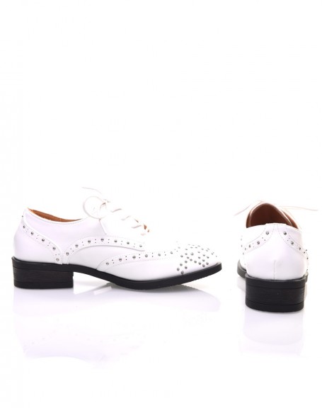 White studded derby shoes
