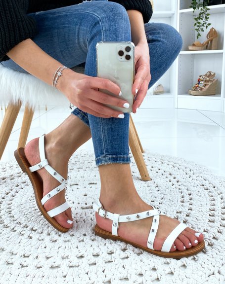 White studded sandals