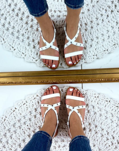 White studded sandals