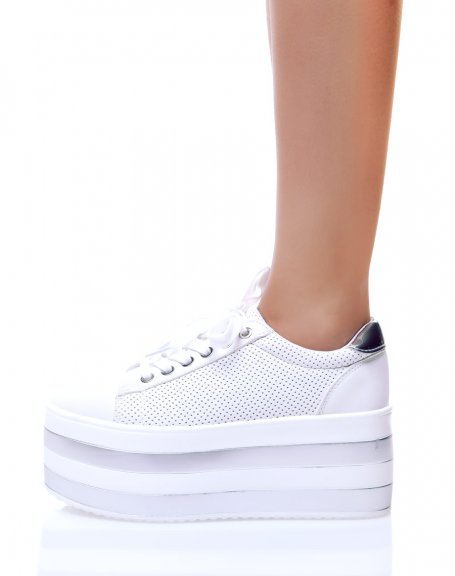 White wedge sneakers