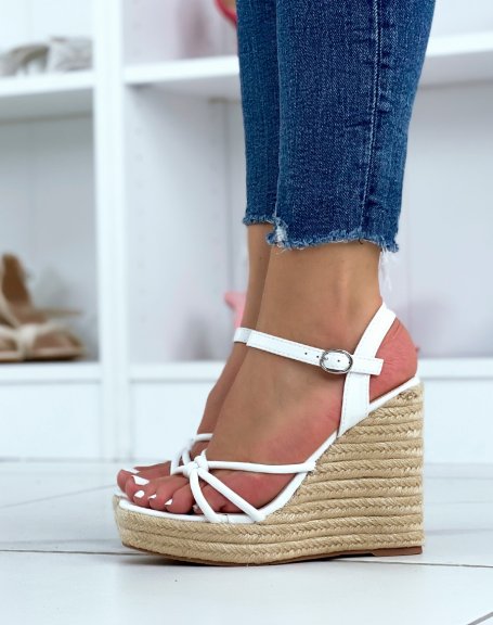 White wedges with jute heel