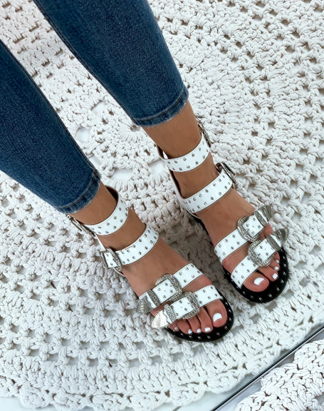 White western style flat sandals