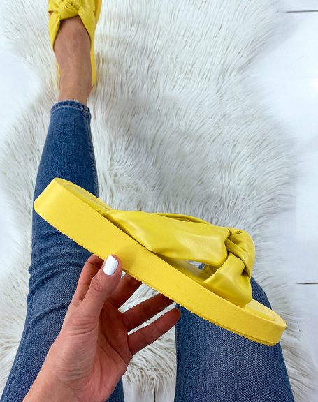 Yellow sandals with wide padded straps