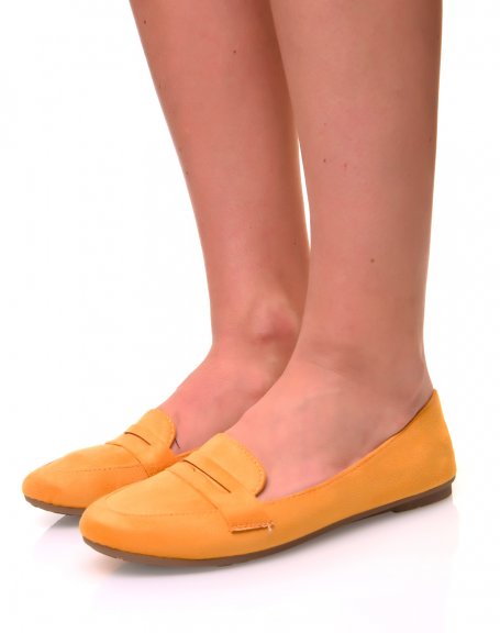 Yellow suedette loafers