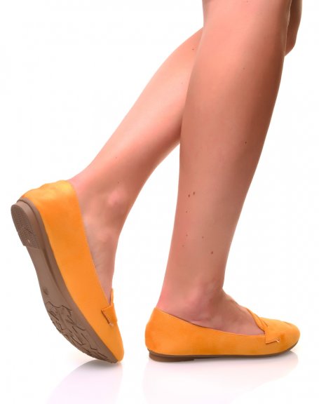 Yellow suedette loafers