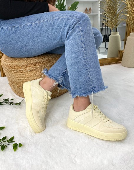 Yellow suedette sneakers