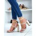 Beige sandals with high strap and high heel