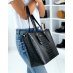 Black croc-effect cabat handbag