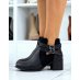 Black openwork mid-heel ankle boots