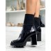 Black patent sock-effect heeled ankle boots