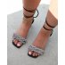 black rhinestone strap heeled sandals