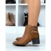 Camel low heeled ankle boots