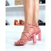Pink multi-strap heeled sandals