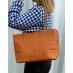 Quilted camel handbag with golden chain