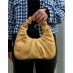 Yellow croc-effect pleated messenger bag